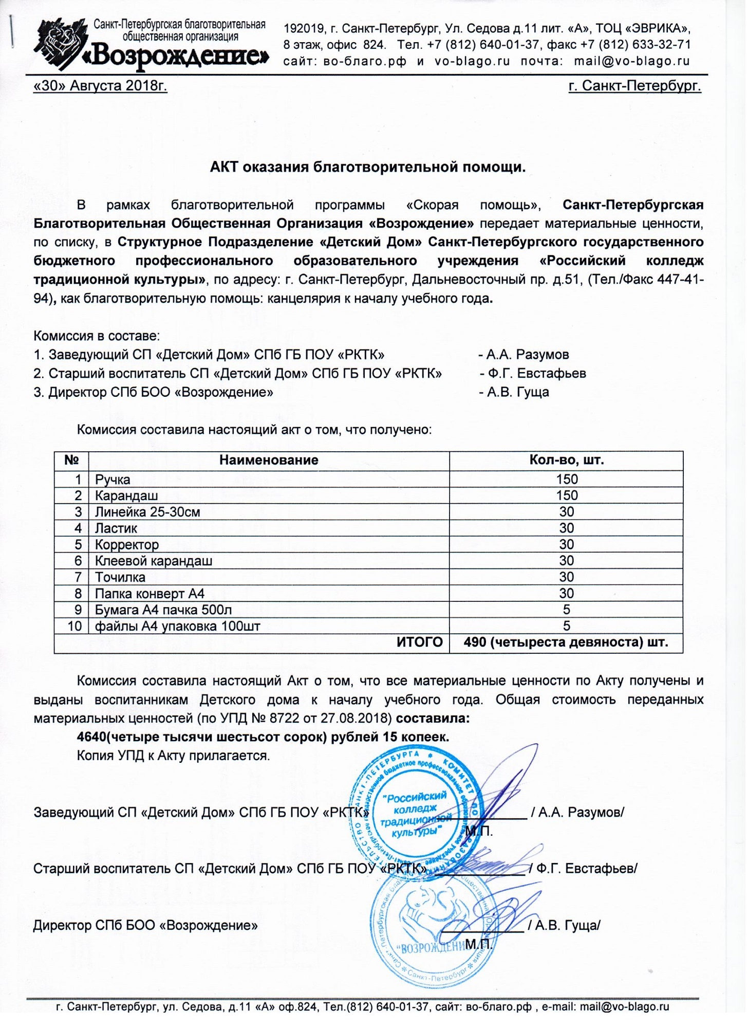 30.08.2018 Канцелярия и тетради к новому учебному году 135 воспитанникам  4-х детских домов. — во-благо.рф